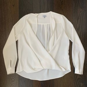 Tobi White Deep V Business Casual Top